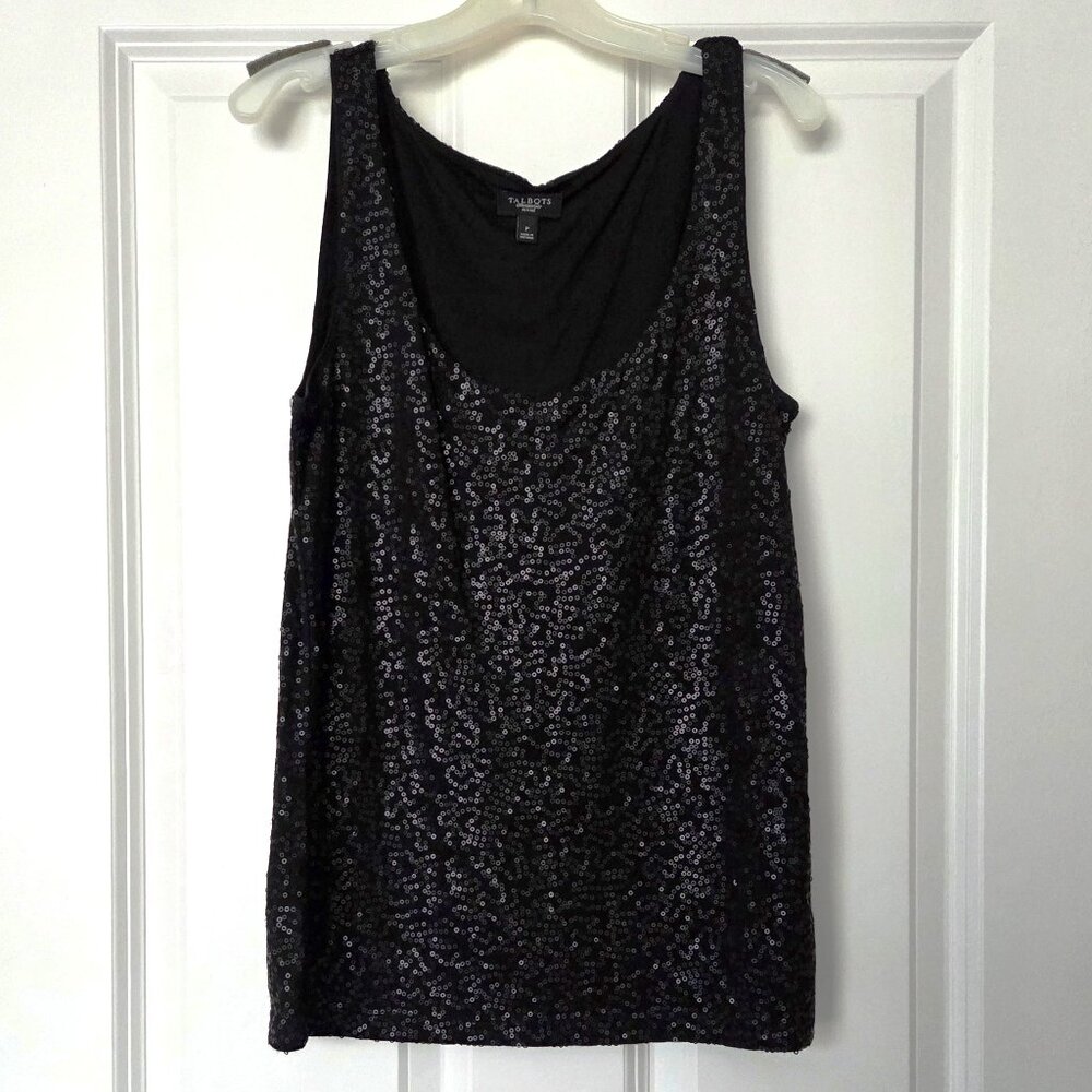 Talbots Black Sequined Sleeveless Tank Top
